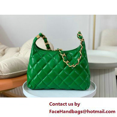 Chanel Shiny Lambskin  &  Gold-Tone Metal Hobo handBag Green AS4912 2025